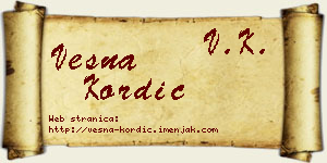 Vesna Kordić vizit kartica